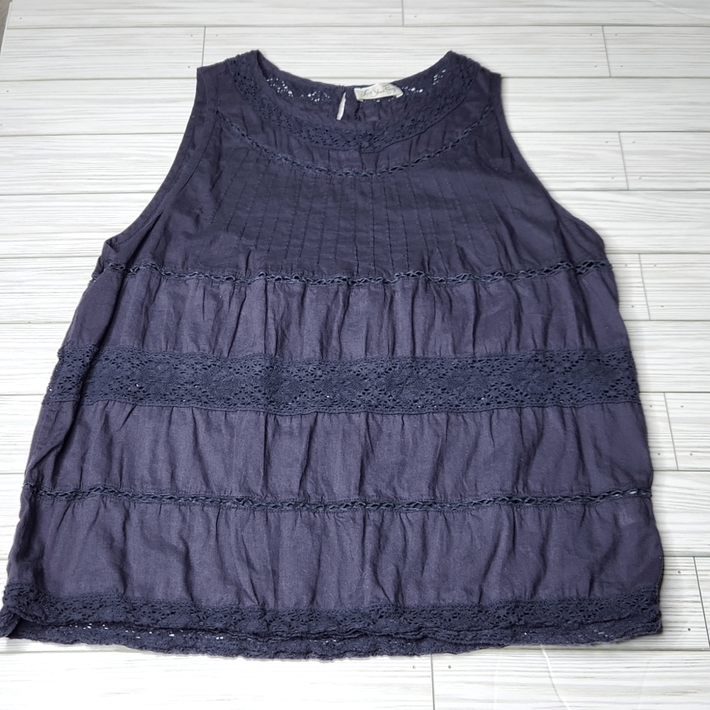 Love Shack Fancy cotton embroidered sleeveless blouse, size small